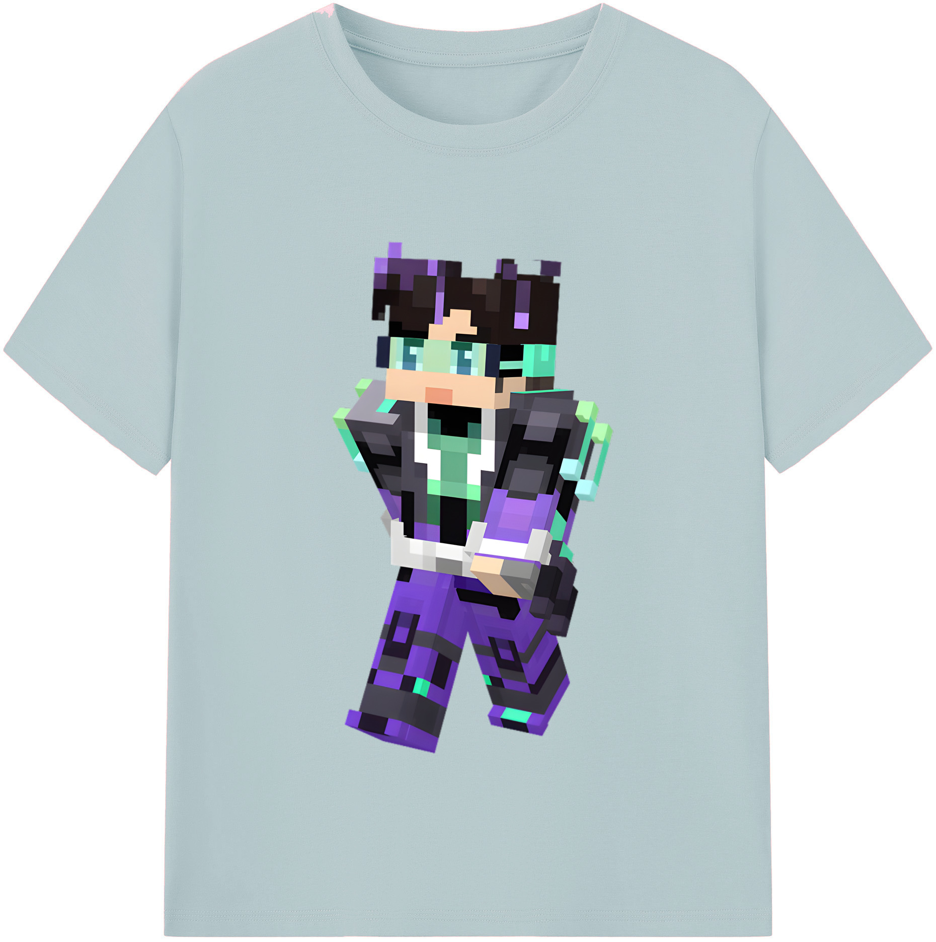 （画像用） マインクラフト ブロックの世界 Minecraft MC Block world 綿100％半袖Tシャツ（フロントプリント）